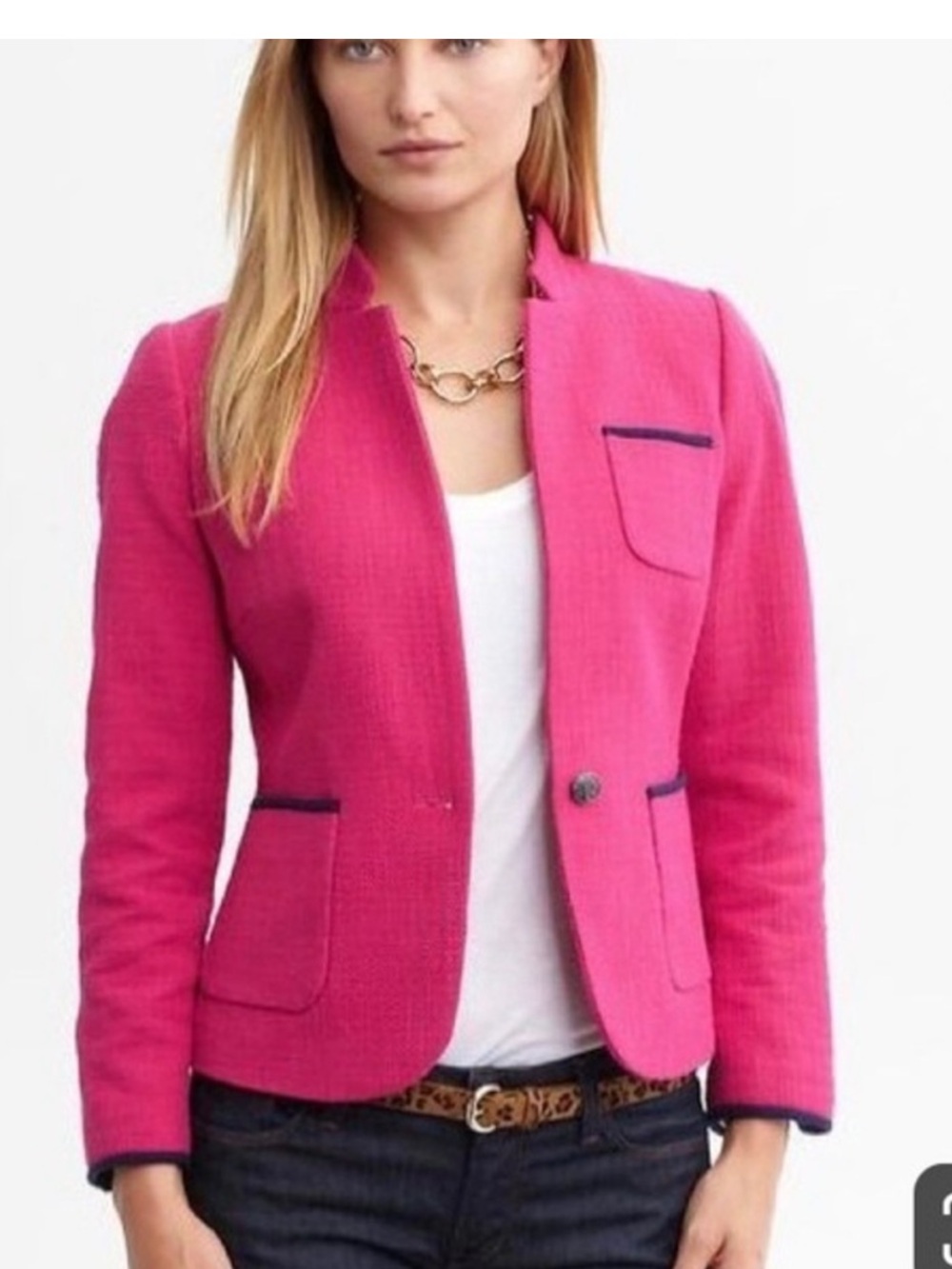 Banana Republic Pink Tweed Blazer Lady Jacket Size 8